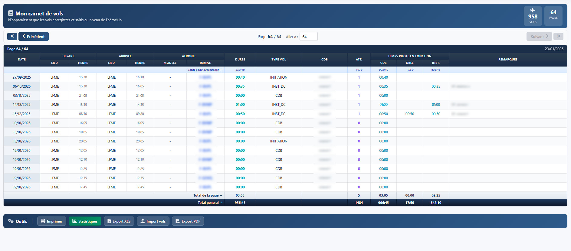 Carnet de vol - Aviation générale